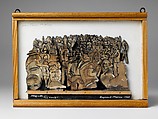 Maquette for "The Crowd", Raymond Mason  British, Box construction of brush and black ink and watercolor on paper mounted on wood with nails, in artist's wood frame