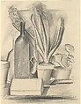 Still Life with Bottle and a Pot of Hyacinths, Pablo Picasso Spanish, Pastel on paper