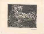 Boy and Sleeping Girl by Candlelight, from the ¦Vollard Suite¦, Pablo Picasso  Spanish, Etching and aquatint