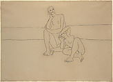 Two Bathers Seated by the Shore, Pablo Picasso Spanish, Graphite on paper