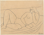 Reclining Bather with a Book, Pablo Picasso Spanish, Graphite on paper