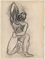 Kneeling Nude, Pablo Picasso (Spanish, Malaga 1881–1973 Mougins, France), Charcoal on paper