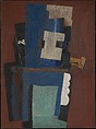 Guitar and Clarinet on a Mantelpiece, Pablo Picasso  Spanish, Oil, sand, and paper on canvas