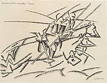 Two Italian Lancers at a Gallop, Gino Severini  Italian, Pen and black ink with traces of graphite on paper