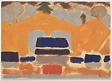 Landscape with Houses, Arthur Dove  American, Oil and aluminum paint on paper