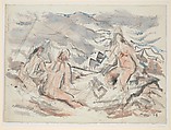Bathers on Rocks, John Marin American, Watercolor, copy pencil, and graphite on paper