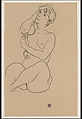 Nude, Egon Schiele Austrian, Charcoal on paper