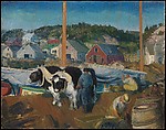 Ox Team, Wharf at Matinicus, George Bellows  American, Oil on lumbercore panel