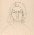 Self-Portrait Full Face, Françoise Gilot  French, Graphite on paper