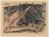 Rooftops, Heinrich Schröder German, Pastel and charcoal with graphite on paper