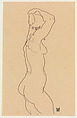 Standing Nude, Facing Right, Egon Schiele Austrian, Charcoal on paper