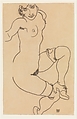 Seated Nude in Shoes and Stockings, Egon Schiele Austrian, Charcoal on paper