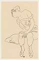 Seated Woman in Corset and Boots, Egon Schiele Austrian, Black crayon on paper