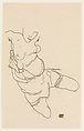 Semi-Dressed Model, Egon Schiele Austrian, Charcoal on paper