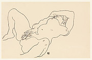 Reclining Nude, Egon Schiele Austrian, Black crayon on paper