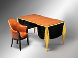 Desk, Louis Süe (French, Bordeaux 1875–1968 Paris), Ebonized wood (probably beech), oak, zebrawood, gilt bronze, leather