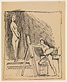 Artist and Model, Balthus (Balthasar Klossowski)  French, Pen and black ink and charcoal on paper