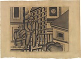 Two Figures in the City, Fernand Léger (French, Argentan 1881–1955 Gif-sur-Yvette), Graphite on tan wove paper