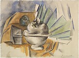 Sugar Bowl and Fan, Pablo Picasso (Spanish, Malaga 1881–1973 Mougins, France), Watercolor on white laid paper