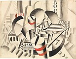 The Tugboat (recto); Related sketch (verso), Fernand Léger (French, Argentan 1881–1955 Gif-sur-Yvette), Ink, watercolor, gouache, and graphite on off-white wove paper (recto); graphite on off-white wove paper (verso)