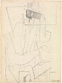 Man Leaning on a Table with Playing Cards, Pablo Picasso (Spanish, Malaga 1881–1973 Mougins, France), Graphite on off-white laid paper
