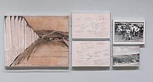 Running Fence, Project for Sonoma County and Marin County, State of California, Christo  American, born Bulgaria, a) Charcoal, pastel, graphite and collage of cut and folded fabric, board, and staples with traces of white opaque paint on board, mounted on board<br/>b) Photomechanical print<br/>c) Photomechanical print<br/>d) Gelatin silver print <br/>e) Gelatin silver print