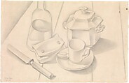 Still Life (The Tobacco Pouch), Juan Gris (Spanish, Madrid 1887–1927 Boulogne-sur-Seine), Graphite on off-white laid paper