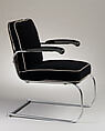 Armchair, Gilbert Rohde  American, Steel, wood with cellulose nitrate lacquer, modern upholstery