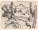 View of J. Halley House, Point Richmond, San Francisco Bay, California, Hans Hofmann  American, born Germany, Ink on paper