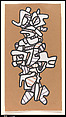 Personage, Jean Dubuffet French, Cut and pasted paper with black, purple and beige porous-point pens on brown paper