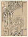 View of the Terrace at the Palace Hotel in Spotorno, Max Beckmann  German, Graphite on found stationary paper