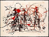Untitled, Jackson Pollock  American, Dripped black ink and red enamel paint on paper