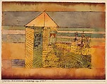Miraculous Landing, or the "112!", Paul Klee German, born Switzerland, Watercolor, transferred printing ink, and ink on paper mounted on cardboard