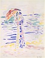 Woman with an Umbrella at the Seashore, Henri Matisse French, Watercolor over charcoal on paper