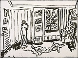 Model Standing in the Artist's Studio, Henri Matisse  French, Ink on paper