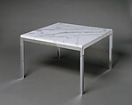 Table No. 304, Florence Knoll Bassett  American, Aluminum with chrome finish and cremo marble