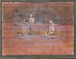 Episode Before an Arab Town, Paul Klee  German, born Switzerland, Watercolor and transferred printing ink on paper, bordered with gouache and ink, mounted on cardboard