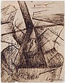 Study for "Fusion of a Head and a Window", Umberto Boccioni  Italian, Pen and brown ink on printed paper