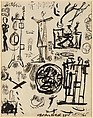 Untitled (Page from a Lost Sketchbook), Jackson Pollock (American, Cody, Wyoming 1912–1956 East Hampton, New York), Brush and black ink and colored pencil on paper (recto) ; brush and black ink on paper (verso)