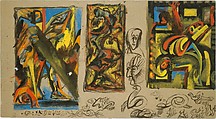 Untitled (Composition Studies), Jackson Pollock  American, Gouache and watercolor on cardboard