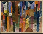 Before the Town, Paul Klee  German, born Switzerland, Watercolor on paper, mounted on paperboard