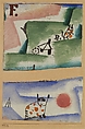 Tomcat's Turf, Paul Klee German, born Switzerland, Watercolor, gouache, and oil on gesso on two sections of fabric mounted on cardboard