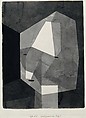 Rough-Cut Head, Paul Klee German, born Switzerland, Ink wash and graphite on paper mounted on cardboard