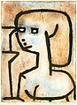 Girl in Mourning, Paul Klee  German, born Switzerland, Opaque watercolor, pastel, and charcoal on paper mounted on board