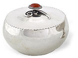 Covered bowl, Douglas Donaldson  American, Sterling silver and carnelian