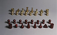 Chess Set, Man Ray  American, Aluminum, colored