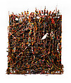 History Refused to Die, Thornton Dial (American, Emelle, Alabama 1928–2016 McCalla, Alabama), Okra stalks and roots, clothing, collaged drawings, tin, wire, steel, Masonite, steel chain, enamel, and spray paint