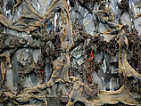 Shadows of the Field, Thornton Dial (American, Emelle, Alabama 1928–2016 McCalla, Alabama), String, twine, synthetic cotton batting, wood, burlap, sheet metal, cloth rags, nails, staples, and enamel on canvas on wood