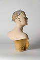 Bust, Pierre Imans (French flourished 1890s–1940s), Painted wax, residual hair, silk ribbon, cotton net, and resin, French