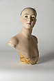 Bust, Pierre Imans (French flourished 1890s–1940s), Painted wax, residual hair, silk ribbon, cotton net, and resin, French